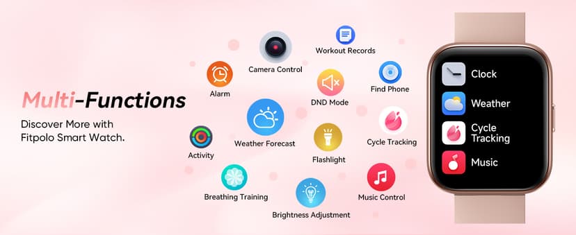 Fitpolo Fitpolo Smart Watches for Women Android iPhone, 1.8'' Women Smartwatch with Alexa Built-in, Bluetooth Calls, IP68 Waterproof, 7 Days Battery, Heart Rate/Sleep/SpO2 Monitor, 110 Sports Mode