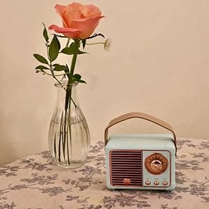 Retro Bluetooth Speaker, Wireless Portable Speaker with Crystal Clear Stereo Sound and Rich Bass, Vintage Decor, Retro Decor, Gifts for Teen Girls Boys Women (Blue)