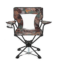 ARROWHEAD OUTDOOR Wide Folding 360° Hunting Swivel Blind Chair with Removable Camouflage Seat Pad, Armrest, No-Sink Feet, Shoulder Strap, Mesh Chair, Adjustable Height