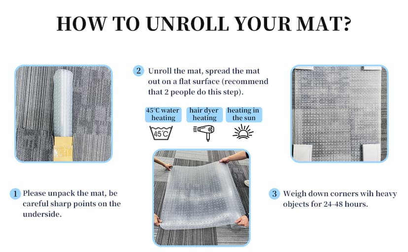 Tonaus Office Chair Mat for Carpet, 48"×36" Carpet Chair Mat for Low Pile Carpets, 2.2mm Transparent