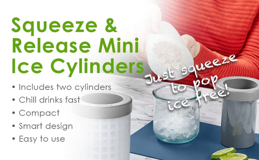 Tovolo Mini Ice Cylinder- Squeeze & Release- Set of 2, 1000422, Gray