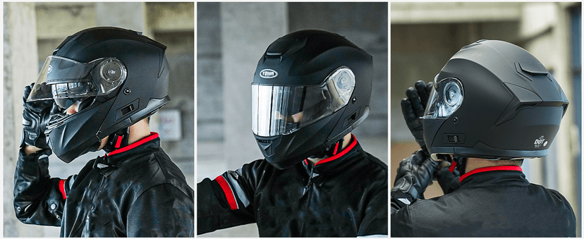 YEMA Modular Motorcycle Helmets, DOT Approved Full Face Motorcycle Helmet with with Flip Up Dual Visor for Men & Women - Street, Scooter, ATV, E-Bike