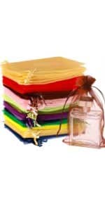 Hopttreely 100PCS Premium Sheer Organza Bags, White Wedding Favor Bags, 4x4.72 Jewelry Gift Bags for Party, Jewelry, Christmas, Festival, Bathroom Soaps, Makeup Organza, Wrapping Supplie