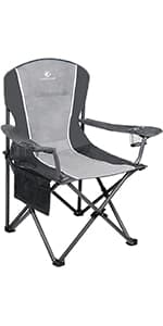 ALPHA CAMP Heavy Duty Canopy Camping Chair, 350 lbs Capacity Oversized Folding Chair with Adjustable Sunshade, Portable Sunshade Chair with Cup Holder for Beach, Fishing, Outdoor, Red
