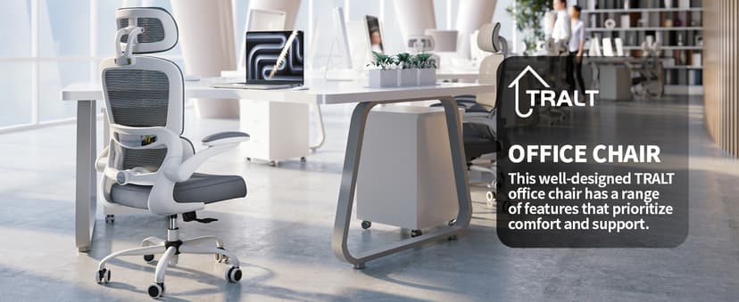 TRALT Office Chair Ergonomic Desk Chair, 330 LBS Home Mesh Office Desk Chairs with Wheels, Comfortable Gaming Chairs (White)