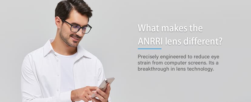 ANRRI Blue Light Blocking Glasses, Anti Eyestrain Lens Lightweight Frame Eyeglasses, Black, Men/Women