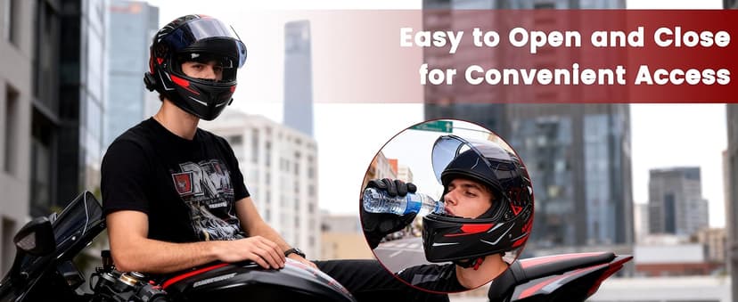 Bluetooth Motorcycle Helmet, Modular Motorcycle Helmet, DOT Approved Intercom System with Built-in Bluetooth