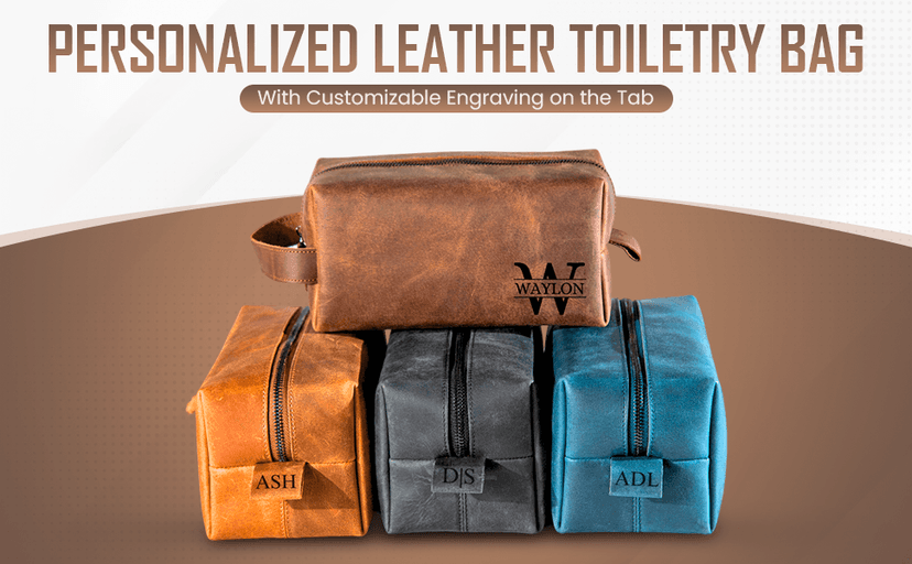 Personalized Hand Crafted Leather Toiletry Bag for Men, Shaving Bags, Travel Pouch, Engraved Monogrammed Leather Dopp Kit, Toiletries, Grandpa, Boyfriend, Groomsmen, Birthday, for Men
