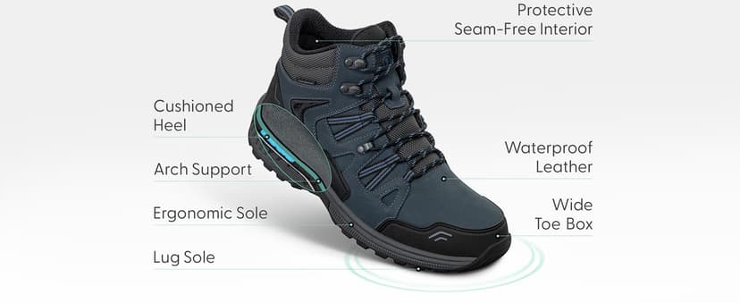 Orthofeet Women's Orthopedic Leather Dakota Hiking Boots