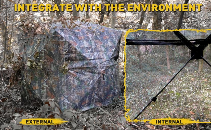 Lenotos Hunting Blind 270° See Through, Low-Noise 2-3 Person Pop Up Deer Blind, Portable Durable Ground Blind for Deer & Turkey Hunting