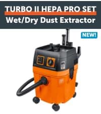 Fein Turbo I HEPA Pro Set Wet/Dry Dust Extractor - 5.8-Gallon Capacity, 151 CFM Suction, Anti-Static System, Quiet 66 dB Operation, Includes HEPA Filter and Accessories - 92037060990