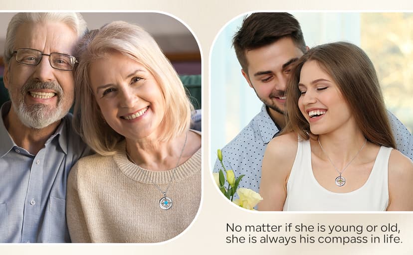 S925 Necklace Gift for Wife |Compass Jewelry |Women Anniversary |Sterling Silver |Girlfriend Birthday Gifts for Her Valentines |I'd be Lost without You |Jewel 18K Gold