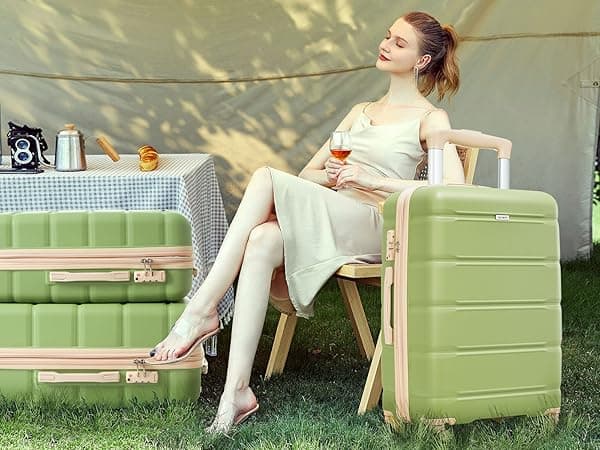 Merax Luggage 3 Pcs ABS Hardside Luggage Sets Spinner Wheels Suitcases