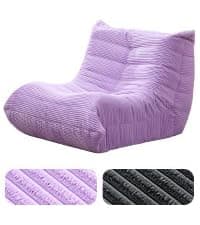 Bean Bag Chairs for Adults Giant Bean Bag Chair Memory Foam BeanBag Chair Bean Bag Sofa with Filler Faux Fur Fireside Beanbags Lazy Sofa for Living Room Bedroom Office (Bluegrey Plush, Single)