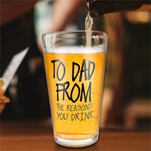 Gifts for Dad,16 OZ Funny Beer Glass Stocking Stuffers for Men,Fathers Day Dad Gifts from Daughter Son Wife,Birthday Anniversary Retirement Valentines Day Presents for Him Husband