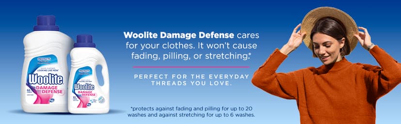 Woolite Damage Defense Laundry Detergent, 33 Loads, 50 Fl Oz, Regular & HE Washers, Packaging May Vary