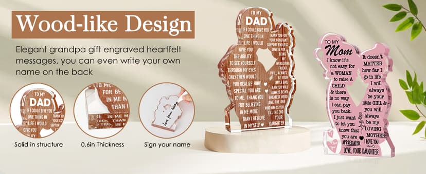 Dad Gifts from Daughter Dad Birthday Gift from Daughter - Christmas Best Dad Ever Gifts Idea Daddy Bpnus New Dad Gift Father's Day Valentines Easter Desk Decor Acrylic Plaque Sign