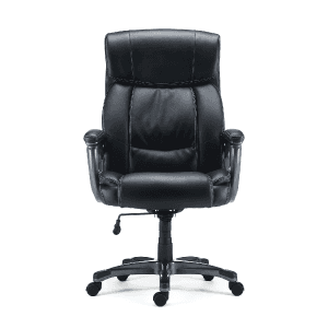 STAPLES Lockland Ergonomic Managers Office Chair, Big & Tall Cushioned, Adjustable Height, Metal Frame, Bonded Leather, for Workspace, Home, or Gaming, Black
