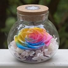 Preserved Real Roses with Colorful Mood Light Wishing Bottle, Eternal Rose,Never Withered Flowers, Table Decor,Christmas Anniversary Valentine's, Blue 4.3inch, 1pcs B07DT2GBT2