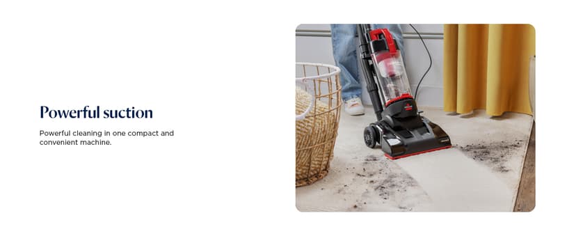 Bissell CleanView Compact Upright Vacuum, Fits in Dorm Rooms & Apartments, Lightweight with Powerful Suction and Removable Extension Wand, 3508