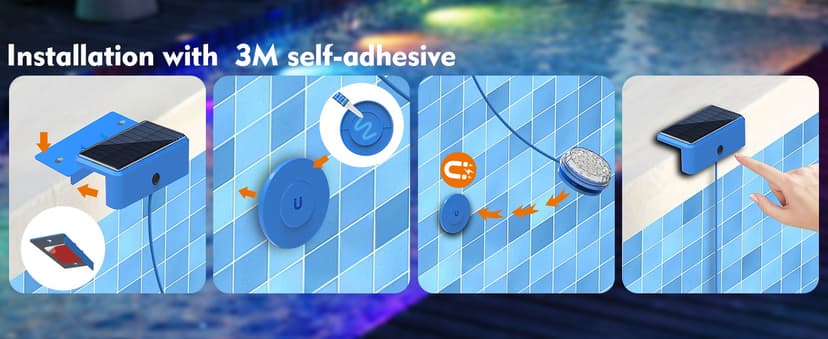 Solar Lights for Pools & Gardens - Waterproof RGB 16 Color Changing LED Lights (4Pack)