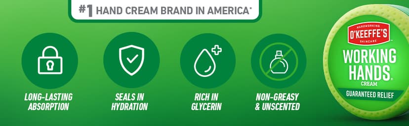 O'Keeffe's Working Hands Hand Cream for Extreme Dryness - 3.4 oz Jar (1 Pack) - Repairing Skincare for Cracked, Dry Hands