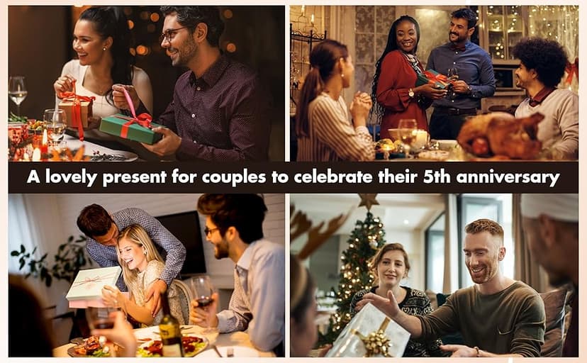 5 Year Anniversary Wooden Gifts for Him Her - 5th Anniversary Traditional Gifts for Wife Husband, 5 Year Marriage Gift for Couple, Fifth Wedding Present for Men