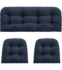 Outdoor Adirondack Chair Cushions Set of 2, 44x19x4 Inch Rocking Chair Cushion, High Back Patio Soft Seat Pad with Ties, Indoor Outside Use, Fade-Resistant & Waterproof, Dark Blue