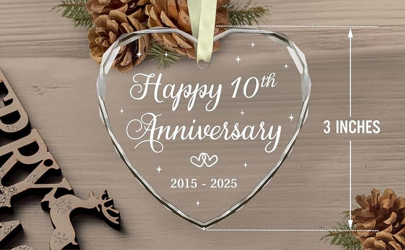 BSQUIELE Christmas Ornament for 10th Anniversary - Happy 10th Anniversary Ornament 2025-10th Wedding Ornament - 10 Year of Marriage Gifts for Couple - Birthday Gift for Husband, Wife
