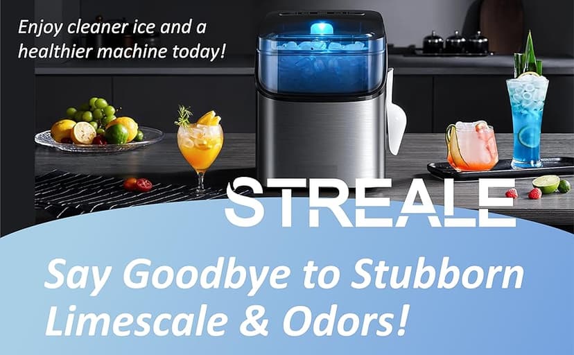 Ice Machine Cleaner Maker and Descaler - 100 Ice Maker Cleaner Tablets Compatible with All Major Brands, Nickel Safe Descaler Countertop Portable Commercial Icemaker Cleaning Solution