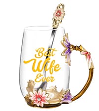 OEAGO Gifts for Mom Women Stocking Stuffers for Women Christmas Glass Coffee Enamels Mug Valentines Gifts for Her Girlfriend Wife Best Birthday Valentine's Mothers Day from Daughter Son Tea Cup