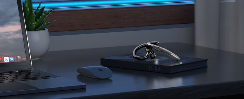 ICOMTOFIT Bluetooth Headset, Wireless Bluetooth Earpiece V5.0 Hands-Free Earphones with Built-in Mic for Driving/Business/Office, Compatible with iPhone and Android (Gray)