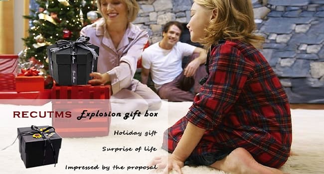 RECUTMS Explosion Box DIY Scrapbooking Set Handmade Photo Album Mothers Day Gifts,Gift Box with 6 Faces for Christmas Gift Wedding Memory Book (6 Sides)