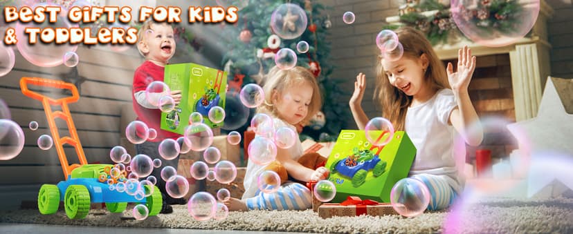 Lydaz Bubble Lawn Mower for Toddlers 1-3, Outdoor Bubble Blower Machine for 1 Year Old Boys Toy Gifts, Kids Push Summer Outside Garden Toys, Halloween Birthday Gifts for Preschool Baby Boys Age 1 2 3