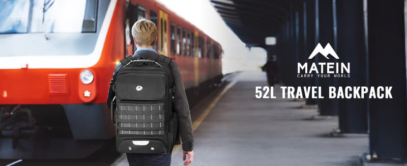 MATEIN Expandable Travel Backpack With Shoe Compartment, 52L Large Suitcase Backpack with Waist Straps & USB Charging Port, 17 Inch TSA Laptop Backpacks Luggage Carry On Bag With 3 Packing Cubes