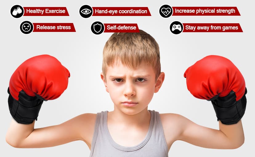 Punching Bag for Ages 3 4 5 6 7 8+ Years Old Kids, Boxing Bag Set Toy with Boxing Gloves, Height Adjustable Punching Bag, Sport Toy for Boys & Girls, Ideal Christmas Birthday Gift for Kids