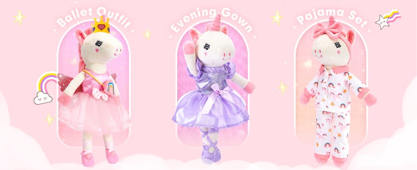 Ballet Dress up Doll with Plush Bag, 4 Year Old Girl Birthday Gifts 5 Year Old Kids Present, Airplane Travel Soft Plush Unicorns Toys for Girls Age 4-6, Ballerina Doll Stuffed Animal Girl Toy 4-5 B0DJQQY2YM