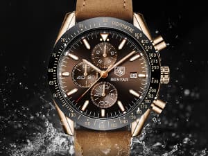 BENYAR BY BENYAR Watch for Men Analog Quartz Chronograph Waterproof Luminous Designer Mens Wrist Watches Business Work Sport Casual Dress Watch with Silicone Strap Elegant Gifts for Men