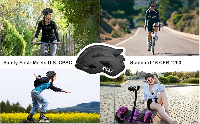 Adult Bike Helmet for Men/Women with Helmet Bag 2 Removable Moisture-Wicking Liners Adjustable Dial Comfort Fit Lightweight Shockproof CPSC 1203 Safety Certified for Road-Ready/Urban-Commute/MTB