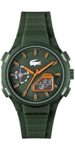 Lacoste LC33 Men's Analog-Digital Watch – TR90 Case, World Clock, Stopwatch, Alarm, Backlight, Textured Silicone Strap, Premium Fashion Timepiece - Gift for Him - 45mm