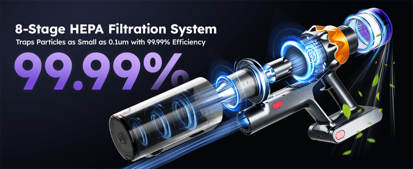 Cordless Vacuum Cleaner, 500W 50KPA 60Mins Vacuum Cleaners for Home, Self-Standing Stick Vacuums with LED Display, Anti-Tangle, Lightweight, Rechargeable Wireless Vacumm for Pet Hair Carpet Floor