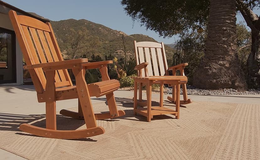 Fortune Candy Wooden Patio Glider for One Person, with High Back and Deep Contoured Seat, Solid Fir Wood, Heavy Duty 600 LBS (Cedar Tone, 1-Seater)