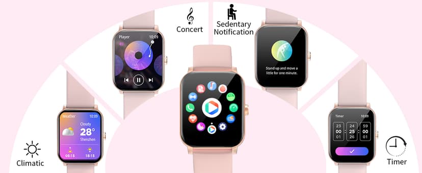 Smart Watch, Smartwatches for Men Women, 1.85" HD Fitness Tracker (Answer/Make Calls), 120+ Sport Modes, Heart Rate/Sleep Monitor, IP68 Waterproof Fitness Watch, Smartwatch for Android iOS (Pink)