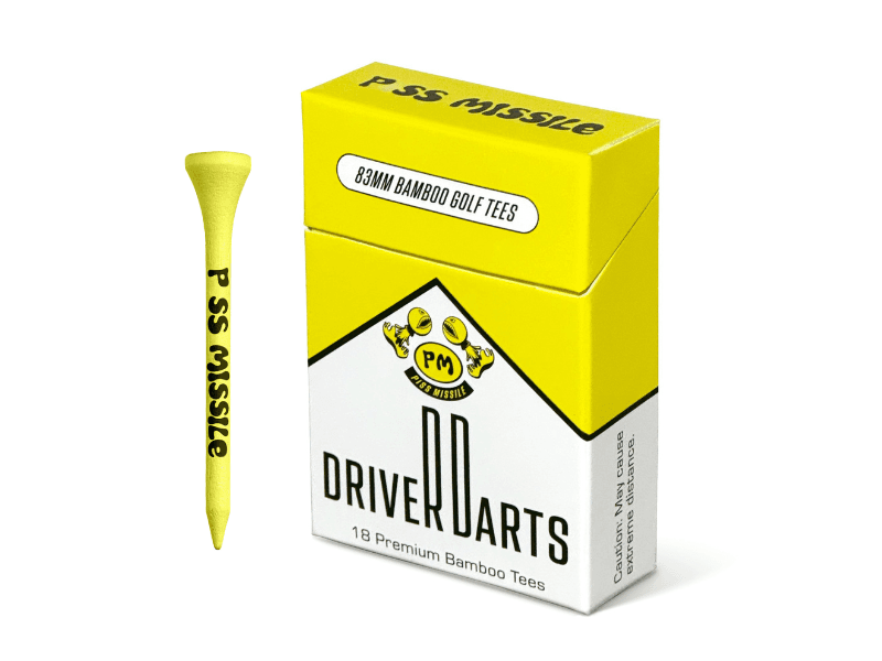 Driver Darts by P*ss Missile, Premium Bamboo Golf Tees | 18 Count, 83mm (3.25") Wooden Tees | Iconic Packaging and Cool Organization | Funny Golf Accessory for Golfers