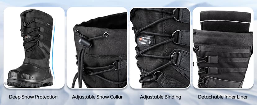 FREE SOLDIER Snow Boots for Men Waterproof Anti-slip 3M Lining Lightweight Tall Outdoor Warm Winter Work Boots