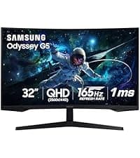 Samsung 27" Odyssey G5 (G51F) Gaming Monitor - QHD (1440P), 180Hz, 1ms, AMD FreeSync, HDR10, Height Adjustable Stand, Black Equalizer, Virtual Aim Point, Auto Source Switch+, LS27FG512ENXZA