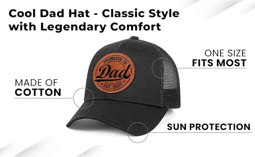 Dad Est 2025 Hat – First Time Dad Gifts Ideas - Meaningful Gifts for New dad on Christmas or His Birthday - Comfortable Baseball Cap Men Love with Premium Leather Patch Design