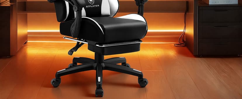 GTPLAYER Gaming Chair, High Back Leather Computer Gaming Chair with Footrest, Ergonomic Height Adjustable Office Chair with Removable Cover and Lumbar Support for Gaming and Work (WT)