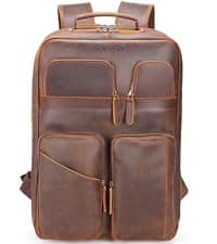 STAR VISTA Bernini Vintage Full Grain Leather Camera Backpack for DSLR/SLR, Camera Case for Photographers, with Tripod Holder, Fits 15.6" Laptop, Casual Outdoor Rucksack, YKK Zippers