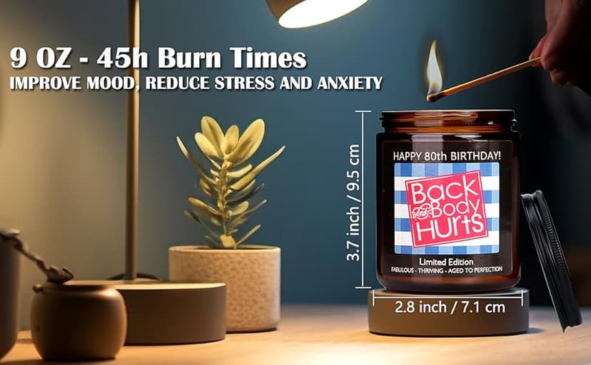 80th Birthday Gifts for Women, 80th Birthday Gifts for Men, Happy Decorations Scented Candles for Dad Mom Card Cake Topper Napkins Banner Balloons Party Best 80 Year Old Ideas